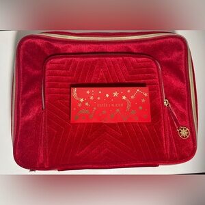 Estee Lauder Red Cosmetic Bag with Gold Accents & 6 Celestial Glam Eyeshadows